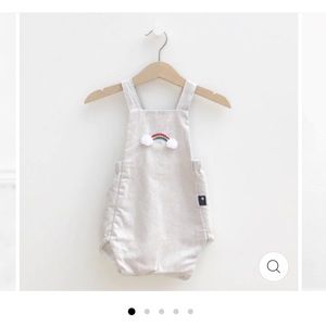NWOT Classic Childhood Bubble romper - tan with rainbow embroidery